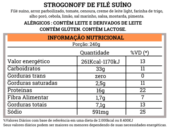 Strogonoff de Filé Suíno